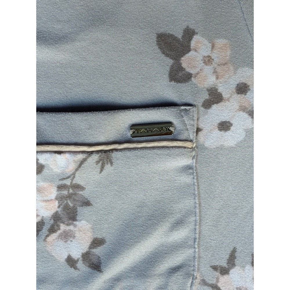 Tahari Womens Floral Pajama Top Blue Short Sleeve Button Up WA3577-023-TSA Large - Picture 3 of 7